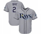 Tampa Bay Rays #2 Yandy Diaz Replica Grey Road Cool Base Baseball Jersey