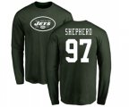 New York Jets #97 Nathan Shepherd Green Name & Number Logo Long Sleeve T-Shirt