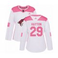 Women Arizona Coyotes #29 Barrett Hayton Authentic White Pink Fashion Hockey Jersey