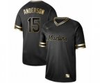 Miami Marlins #15 Brian Anderson Authentic Black Gold Fashion Baseball Jersey