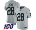 Oakland Raiders #28 Josh Jacobs Limited Silver Inverted Legend 100th Season Football Jersey