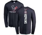 Houston Texans #10 DeAndre Hopkins Navy Blue Backer Long Sleeve T-Shirt
