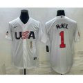USA Baseball #1 Jeff McNeil Number 2023 White World Classic Stitched Jersey