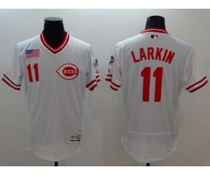 Cincinnati Reds #11 Barry Larkin Majestic white Flexbase Authentic Collection Player Jersey