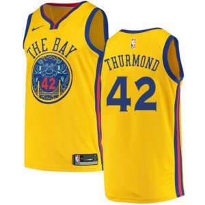 Golden State Warriors #42 Nate Thurmond Authentic Gold NBA Jersey - City Edition