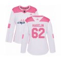 Women's Washington Capitals #62 Carl Hagelin Authentic White Pink Fashion Hockey Jersey