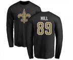 New Orleans Saints #89 Josh Hill Black Name & Number Logo Long Sleeve T-Shirt