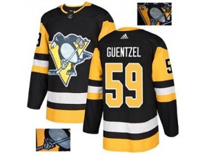 Adidas Pittsburgh Penguins #59 Jake Guentzel Black Home Authentic Fashion Gold Stitched NHL Jersey