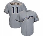 Milwaukee Brewers #11 Mike Moustakas Replica Grey Road Cool Base Baseball Jersey