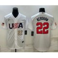 USA Baseball #22 Clayton Kershaw Number 2023 White World Baseball Classic Stitched Jerseys