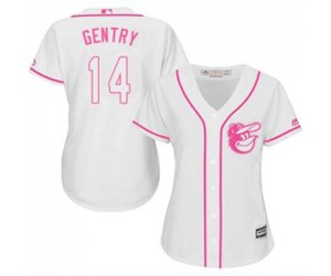 Women\'s Baltimore Orioles #14 Craig Gentry Replica White Fashion Cool Base Baseball Jersey
