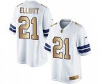 Dallas Cowboys #21 Ezekiel Elliott Limited White Gold Football Jersey