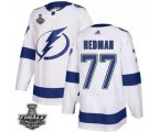 Tampa Bay Lightning #77 Victor Hedman White Road Authentic 2021 NHL Stanley Cup Final Patch Jersey