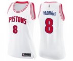Women's Detroit Pistons #8 Markieff Morris Swingman White Pink Fashion Basketball Jersey