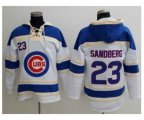 Chicago Cubs #23 Ryne Sandberg White Sawyer Hooded Sweatshirt Baseball Hoodie