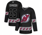 New Jersey Devils #35 Cory Schneider Authentic Black Team Logo Fashion Hockey Jersey