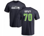 Seattle Seahawks #70 Mike Iupati Navy Blue Name & Number Logo T-Shirt