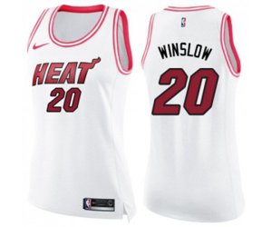 Women\'s Miami Heat #20 Justise Winslow Swingman White Pink Fashion Basketball Jersey