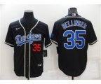 Los Angeles Dodgers #35 Cody Bellinger Black Blue Name Stitched MLB Cool Base Nike Jersey