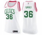 Women's Boston Celtics #36 Marcus Smart Swingman White Pink Fashion Basketball Jersey