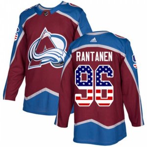 Colorado Avalanche #96 Mikko Rantanen Authentic Burgundy Red USA Flag Fashion NHL Jersey