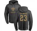 New Orleans Saints #23 Marshon Lattimore Ash One Color Pullover Hoodie