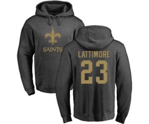 New Orleans Saints #23 Marshon Lattimore Ash One Color Pullover Hoodie