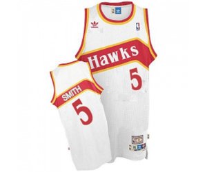 Atlanta Hawks #5 Josh Smith Authentic White Throwback Basketball Jersey