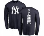 New York Yankees #7 Mickey Mantle Replica Navy Blue Alternate Baseball T-Shirt