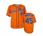 New York Mets #45 Zack Wheeler Authentic Orange Los Mets Cool Base Baseball Jersey