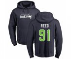 Seattle Seahawks #91 Jarran Reed Navy Blue Name & Number Logo Pullover Hoodie