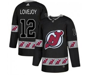 New Jersey Devils #12 Ben Lovejoy Authentic Black Team Logo Fashion Hockey Jersey