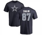 Dallas Cowboys #87 Geoff Swaim Navy Blue Name & Number Logo T-Shirt