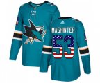 Adidas San Jose Sharks #53 Brandon Mashinter Authentic Teal Green USA Flag Fashion NHL Jersey