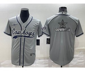 Dallas Cowboys Grey Team Big Logo With Patch Cool Base Stitched Baseball Jersey