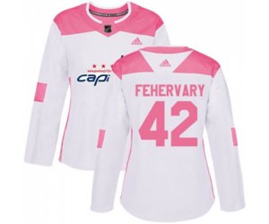 Women Washington Capitals #42 Martin Fehervary Authentic White Pink Fashion NHL Jersey