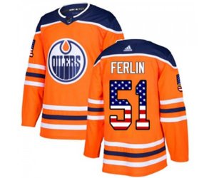 Edmonton Oilers #51 Brian Ferlin Authentic Orange USA Flag Fashion NHL Jersey