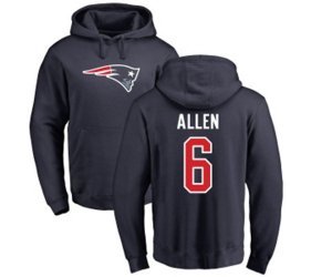 New England Patriots #6 Ryan Allen Navy Blue Name & Number Logo Pullover Hoodie