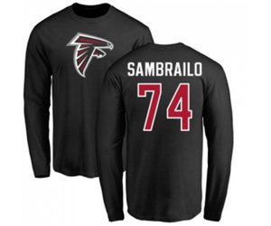 Atlanta Falcons #74 Ty Sambrailo Black Name & Number Logo Long Sleeve T-Shirt