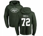 New York Jets #72 Brandon Shell Green Name & Number Logo Pullover Hoodie