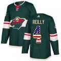 Minnesota Wild #4 Mike Reilly Authentic Green USA Flag Fashion NHL Jersey
