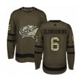 Columbus Blue Jackets #6 Adam Clendening Authentic Green Salute to Service NHL Jersey