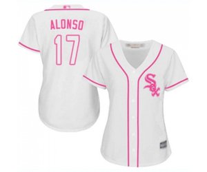 Women\'s Chicago White Sox #17 Yonder Alonso Replica White Fashion Cool Base Baseball Jersey