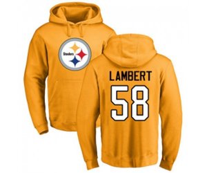 Pittsburgh Steelers #58 Jack Lambert Gold Name & Number Logo Pullover Hoodie