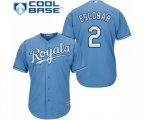 Kansas City Royals #2 Alcides Escobar Replica Light Blue Alternate 1 Cool Base Baseball Jersey
