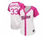 Women's Minnesota Twins #33 Justin Morneau Replica White Pink Splash Fashion Baseball Jersey