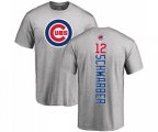 MLB Nike Chicago Cubs #12 Kyle Schwarber Ash Backer T-Shirt