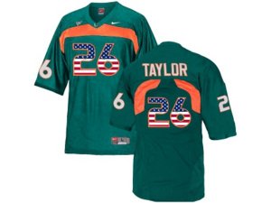 2016 US Flag Fashion Men\'s Miami Hurricanes Sean Taylor #26 College Football Jersey - Green