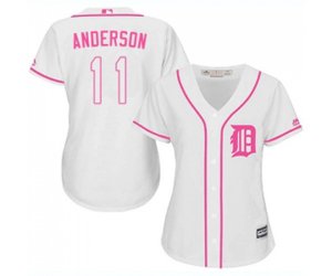 Women\'s Detroit Tigers #11 Sparky Anderson Authentic White Fashion Cool Base Baseball Jersey