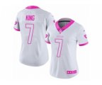 Women Oakland Raiders #7 Marquette King Limited White Pink Rush Fashion NFL Jersey